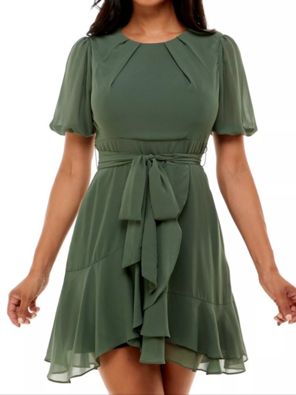 B. DARLIN JUNIORS' PUFF-SLEEVE A-LINE DRESS (SIZE 13-14)